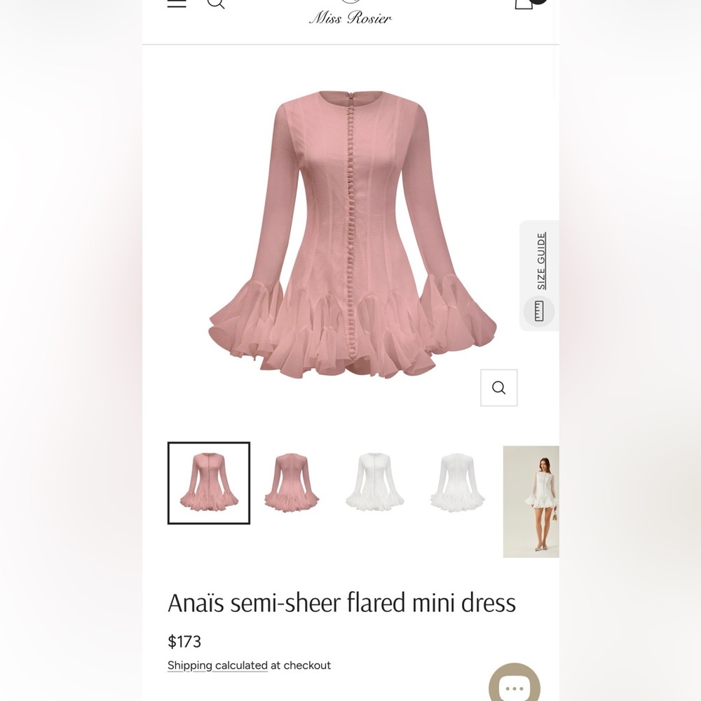 Miss  Rosier Anaís semi-sheer flared mini dress size XL (check size guide)